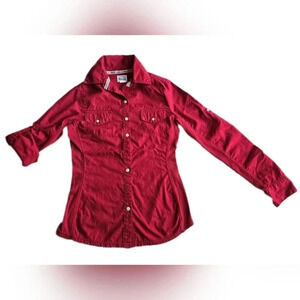 Converse One Star, Size XS, Red Long Sleeve Button-Down Shirt